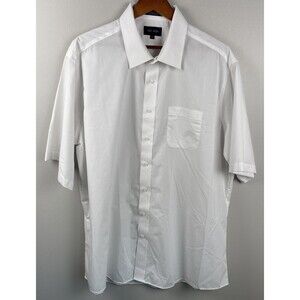 New NEIL ALLYN Career Shirt Crisp White Poly Cotton Button Down Short Sleeve 2XL